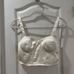 Elegant Cream Satin Bustier Top